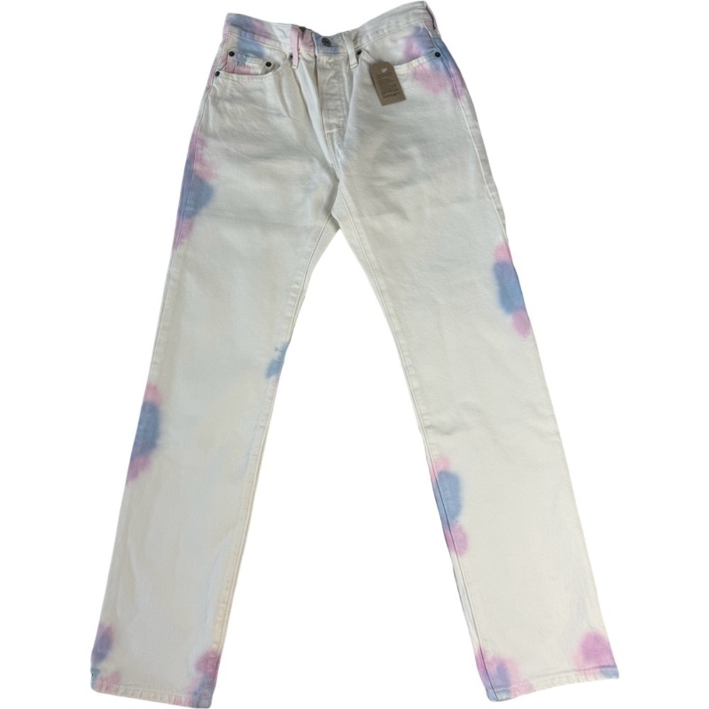 ✅ NWT Levi’s 501 white high rise fitted hip and thigh straight leg jeans 27x32
